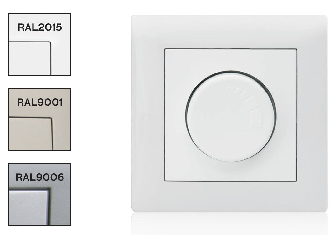 ASLO Phasenanschnittdimmer Drehdimmer 230V, 600 W CE/RoHS - Dimmer komplett Set RAL 9006 ALU - 8 Stück - 17,95€/Stk.