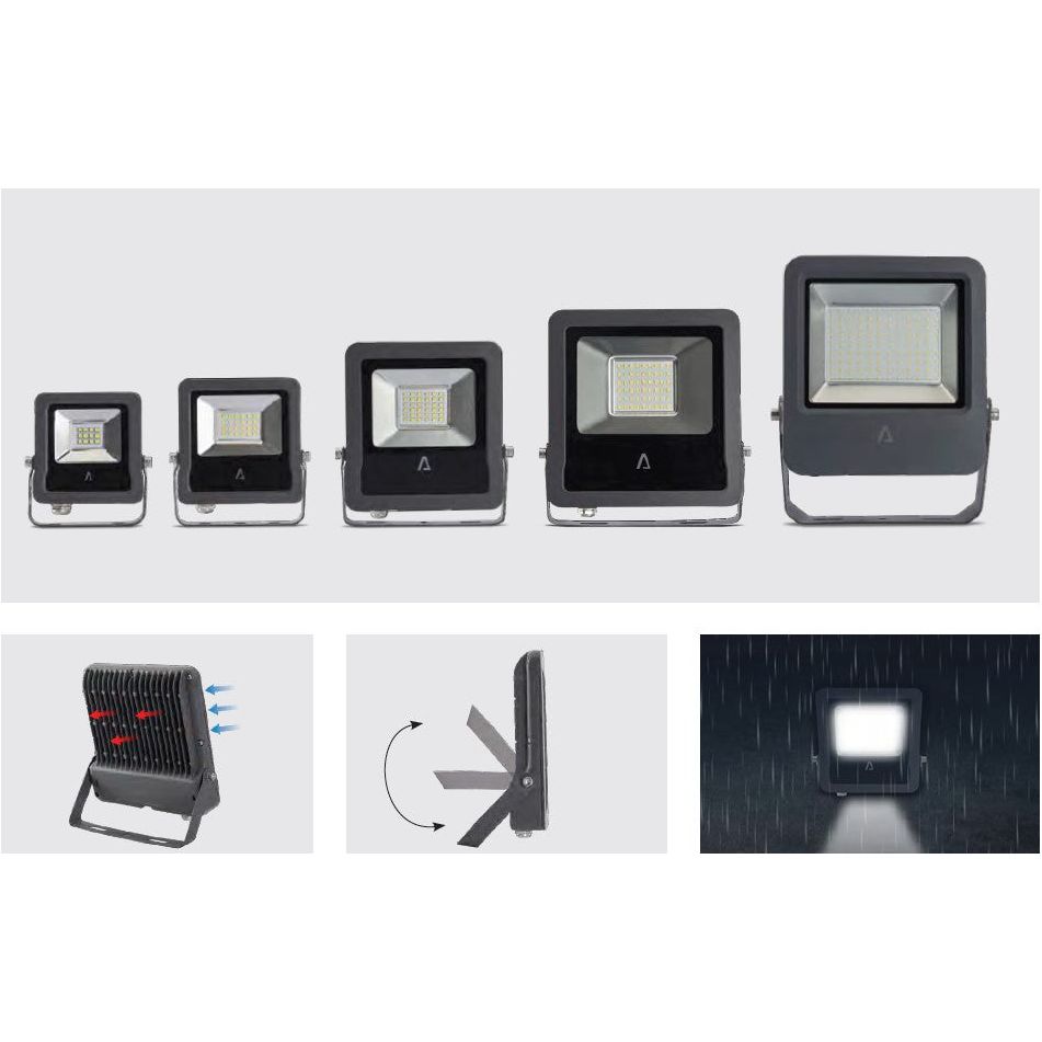 ASLO LED-Flutlicht SMD 2835 LED Strahler, Aluminium LED Außenstrahler 150W IP65 6000K Grau - ASTEC15060C