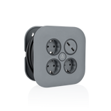ASLO Büro-Kabeltrommel, Kabeltrommel für Haushalt, 3 Steckdosen, 2P+T, 16 A, Stromunterbrechung, 2 x USB, Grau