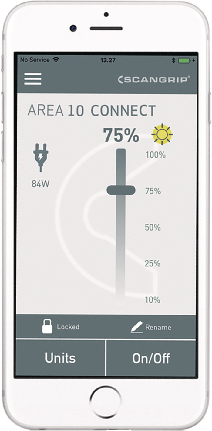 SCANGRIP LED-Strahler AREA 10 CONNECT 84 W 1000-10000 lm IP65 – 360° Arbeitsleuchte mit App-Steuerung