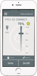 SCANGRIP LED-Strahler AREA 10 CONNECT 84 W 1000-10000 lm IP65 – 360° Arbeitsleuchte mit App-Steuerung
