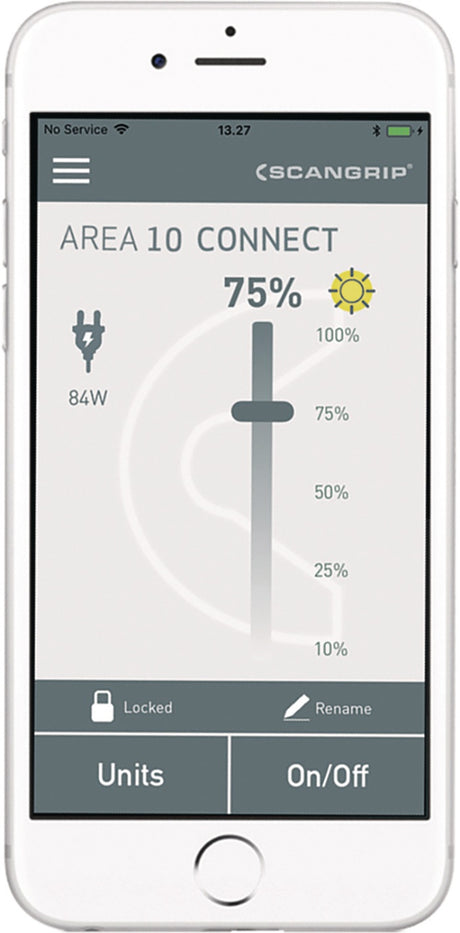 SCANGRIP LED-Strahler AREA 10 CONNECT 84 W 1000-10000 lm IP65 – 360° Arbeitsleuchte mit App-Steuerung