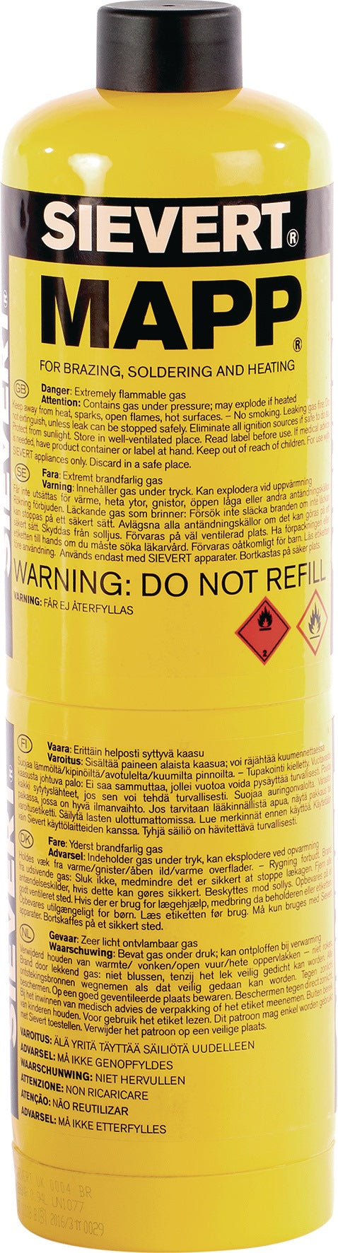 Sievert Schraubkartusche MAPP Gas 380g 788ml – stabile Flamme für PowerJet & Metaljet