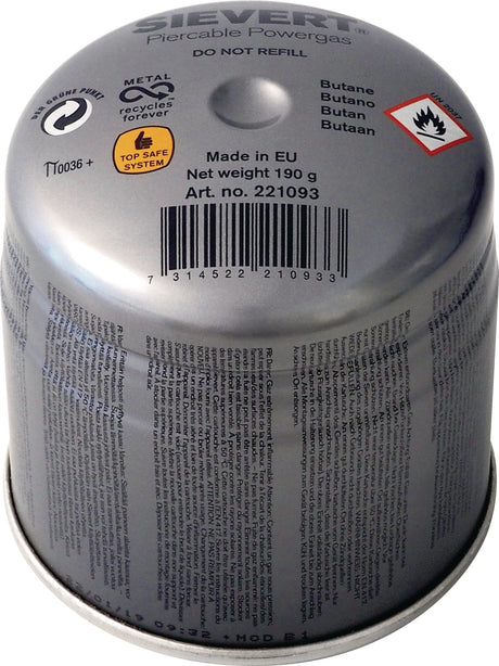 SIEVERT Stechkartusche 2210 – 190 g, 350 ml, 1925 °C Flammentemperatur