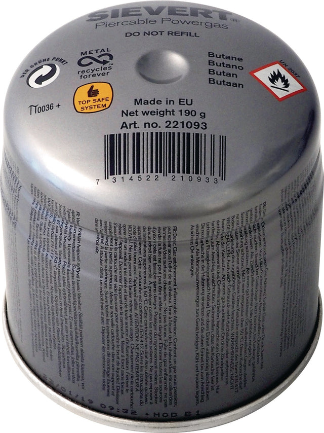 SIEVERT Stechkartusche 2210 – 190 g, 350 ml, 1925 °C Flammentemperatur