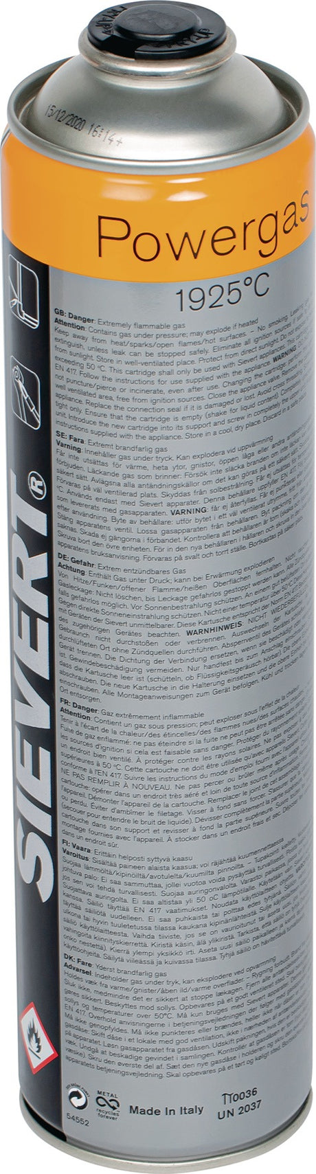 SIEVERT Powergas 2204 Schraubkartusche 336 g / 600 ml – Flammentemperatur 1925 °C