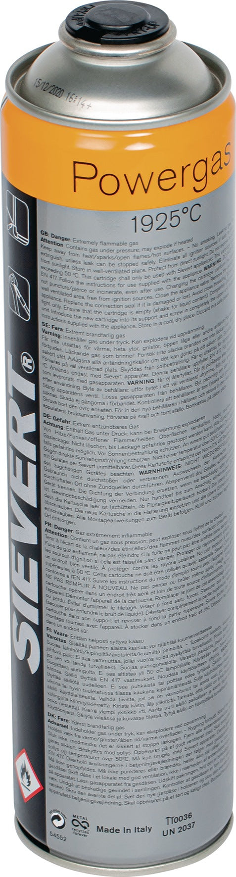 SIEVERT Powergas 2204 Schraubkartusche 336 g / 600 ml – Flammentemperatur 1925 °C