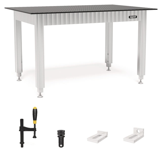SIEGMUND Schweiß- & Spanntisch L1500xB1000xH800mm mit höhenverstellbarem Gestell