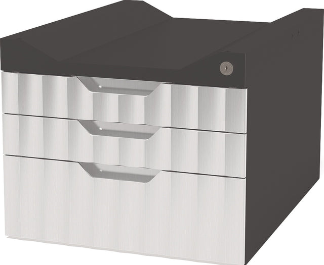 SIEGMUND Schubladenbox für Werkbank, 3 Schubladen, abschließbar, 80/80/160 mm