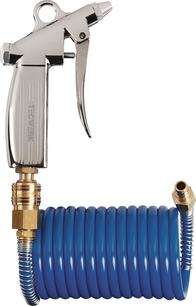 TECWERK Spiralschlauch-Pistolen-Set 6 mm x 8 mm, 2,5 m, blau, Kupplung DN 7,2