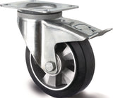 TECWERK Schwerlastlenkrolle 160 mm mit Totalfeststeller, 400 kg Tragfähigkeit, Elastikgummi