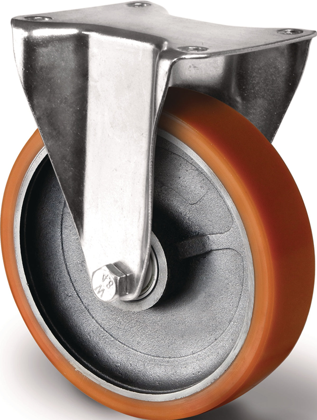 TECWERK Schwerlastbockrolle 125 mm, 700 kg, Guß-Polyurethan, verzinkt, mit Anschraubplatte