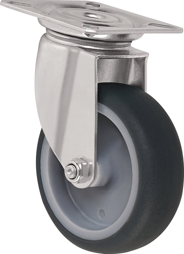 TECWERK Lenkrolle 75 mm grau mit Anschraubplatte, Tragfähigkeit 75 kg