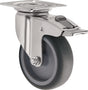 TECWERK Lenkrolle 75 mm mit Totalfeststeller, Gleitlager und grauer Gummibereifung