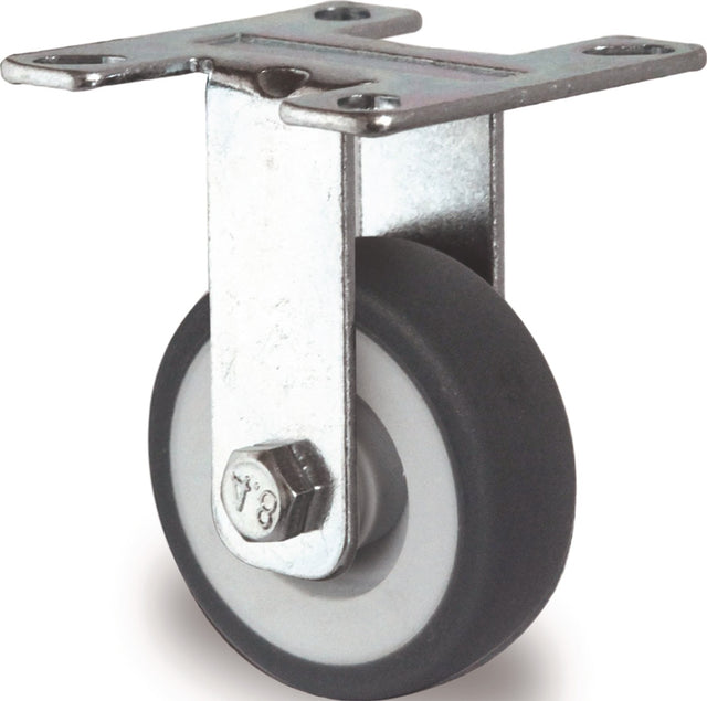 TECWERK Bockrolle 50 mm Vollgummi Gleitlager 50 kg mit Anschraubplatte