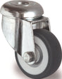 TECWERK Lenkrolle 50 mm mit Rückenloch, Gleitlager, Gummi grau – Tragfähigkeit 50 kg