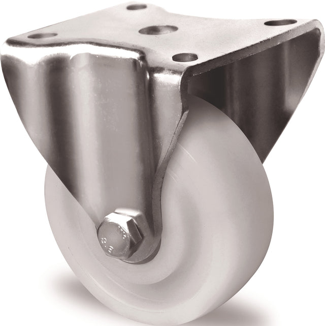 TECWERK Schwerlast-Bockrolle 75 mm, 300 kg, Polyamid weiß, Anschraubplatte 100x88 mm