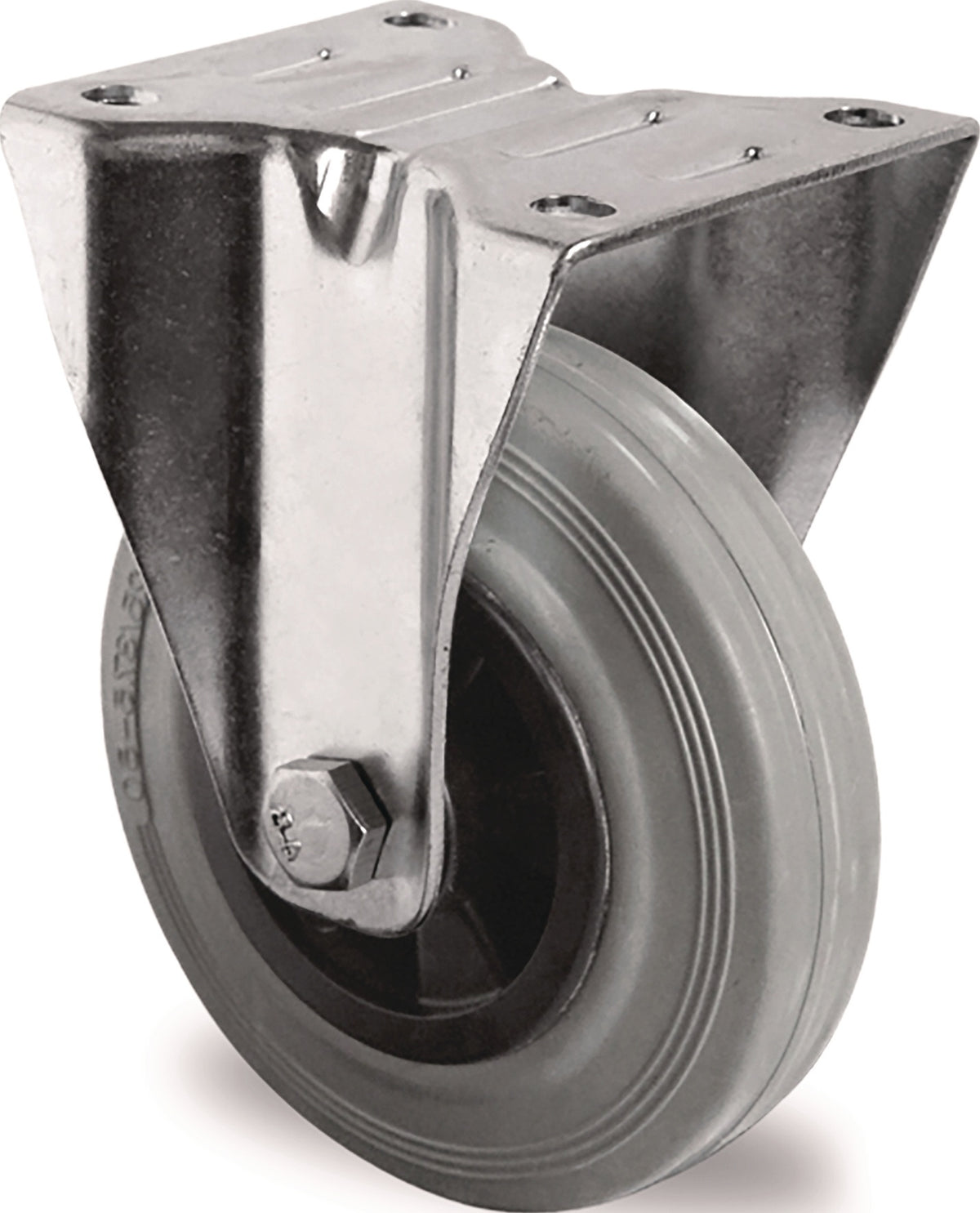 TECWERK Bockrolle 80 mm Vollgummi Rollenlager 70 kg mit Anschraubplatte
