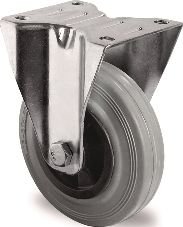 TECWERK Bockrolle 80 mm Vollgummi Rollenlager 70 kg mit Anschraubplatte
