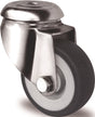 TECWERK Edelstahl-Lenkrolle 50 mm, 50 kg Tragkraft, Rückenloch, TPE grau