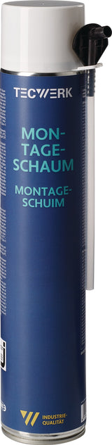 TECWERK 1K-Montageschaum B2 champagner 500 ml – 12 Dosen mit Einweghandschuhen