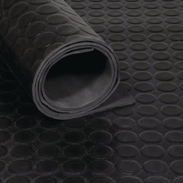 TECWERK Gummiflachnoppenmatte 1,2m x 10m x 3mm schwarz NR/SBR ohne Gewebeeinlage