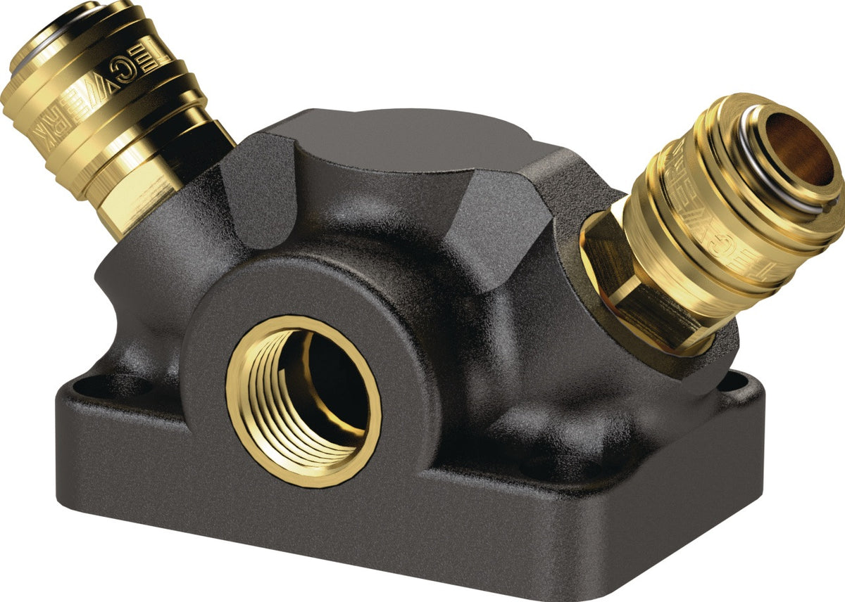 TECWERK Endverteilerdose G 1/2 Zoll mit 2 Kupplungen DN 7,2 – Druckluftverteiler