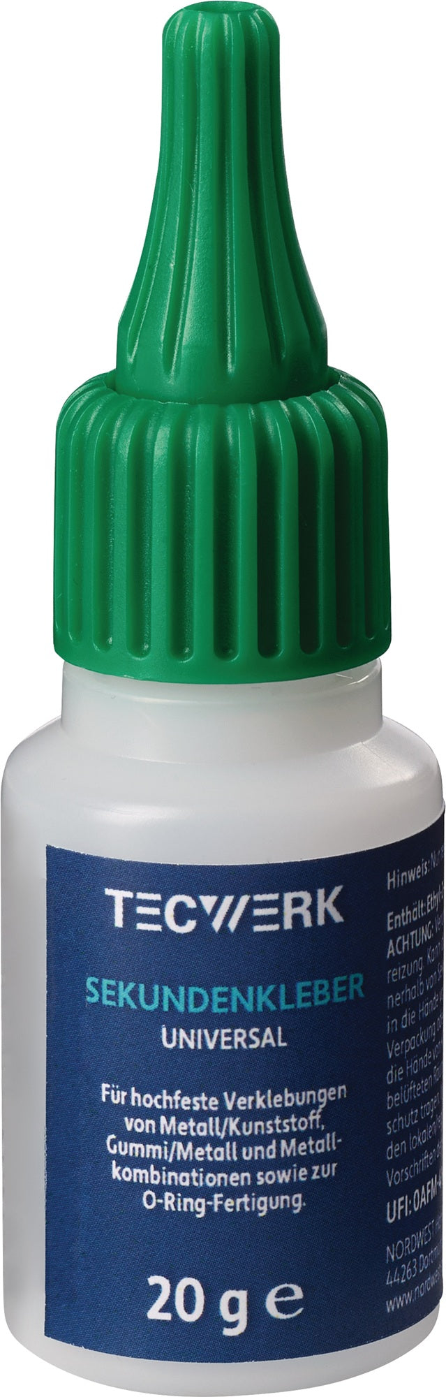TECWERK Sekundenkleber Universal 20g NSF S4 farblos – Hochfeste Verklebungen
