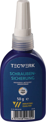 TECWERK Schraubensicherung 50 g mittelfest hochviskos dunkelblau DVGW – 10 Stück
