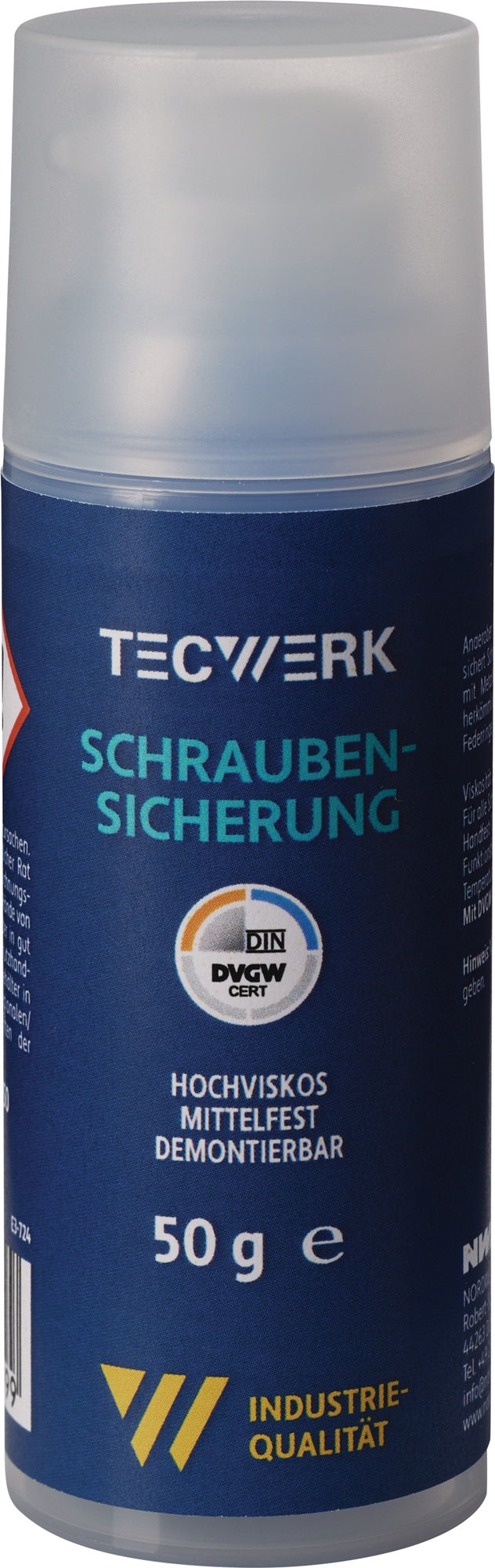 TECWERK Schraubensicherung 50 g mittelfest hochviskos dunkelblau DVGW – 10 Stück