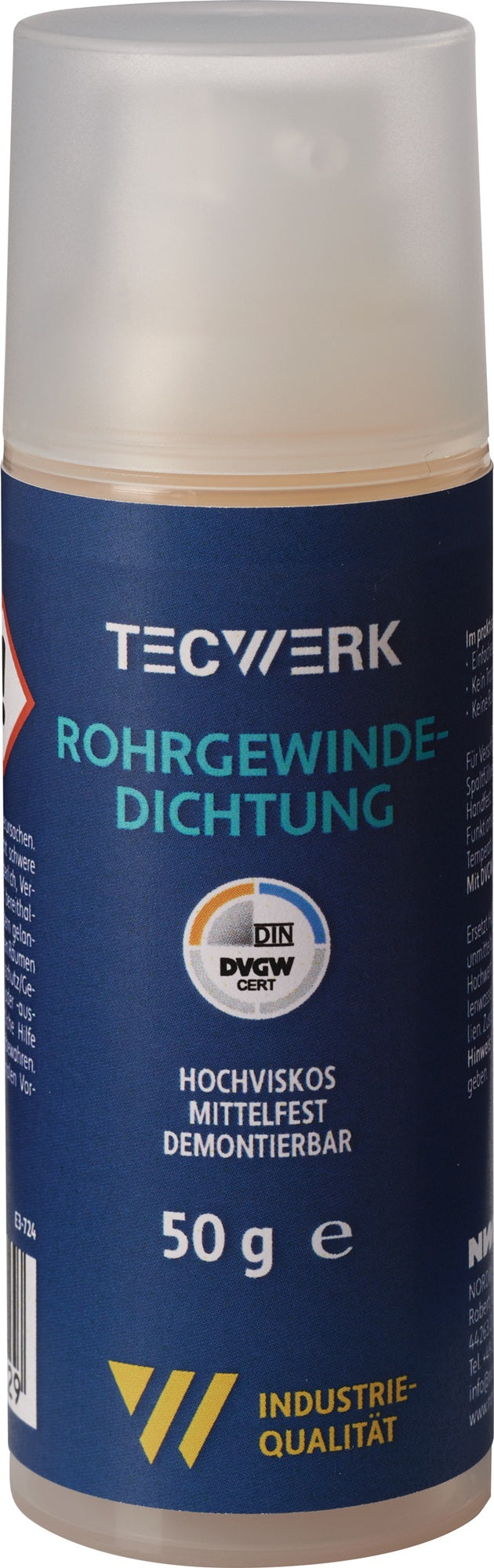 TECWERK Rohrgewindedichtung mittelfest hochviskos gelb 50 g Pumpdosierer – 20 Stk.