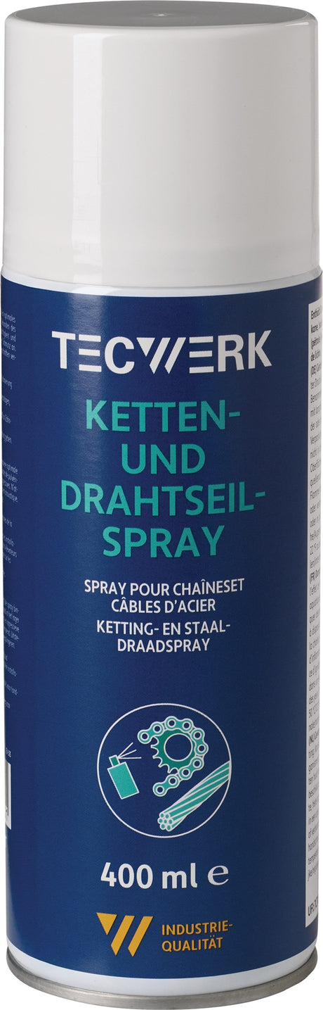 TECWERK Ketten-/Drahtseilspray gelblich 400 ml – PTFE-Spray für Industrieketten, Aufzüge & Gabelstapler