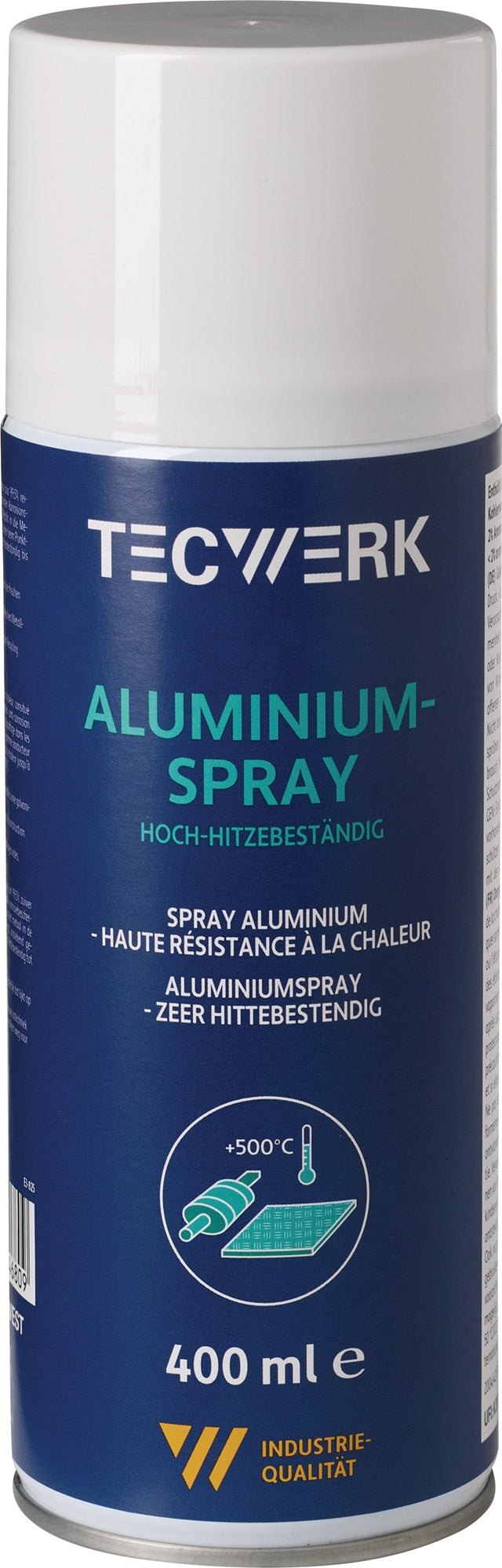 TECWERK Aluminiumspray bis +500 °C hellsilber glänzend 400 ml Spraydose – 12 Stück