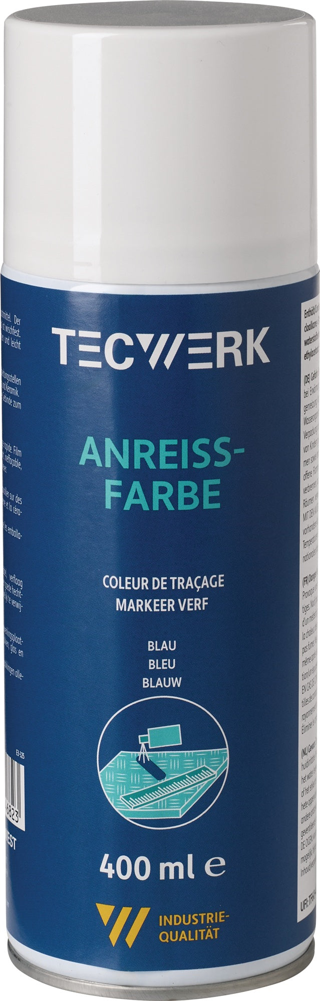 TECWERK Anreiß-Fluid blau 400 ml Spraydose – schnelltrocknendes Kontrastmittel, 12er-Pack