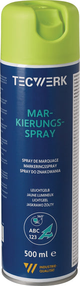 TECWERK Markierungsspray Rot 500 ml – 12er-Pack, Acrylharz, 360°-Ventil, frostsicher