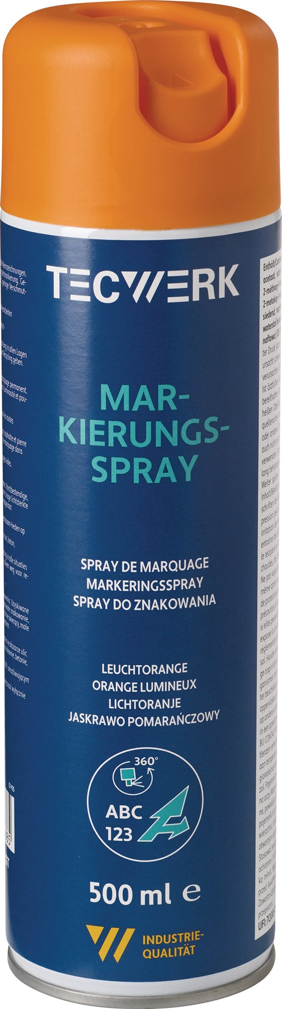 TECWERK Markierungsspray Rot 500 ml – 12er-Pack, Acrylharz, 360°-Ventil, frostsicher