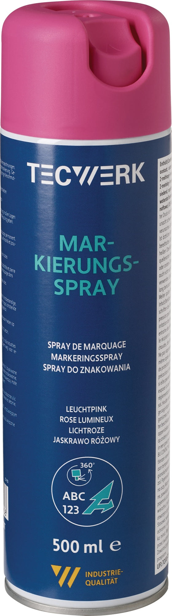 TECWERK Markierungsspray Rot 500 ml – 12er-Pack, Acrylharz, 360°-Ventil, frostsicher