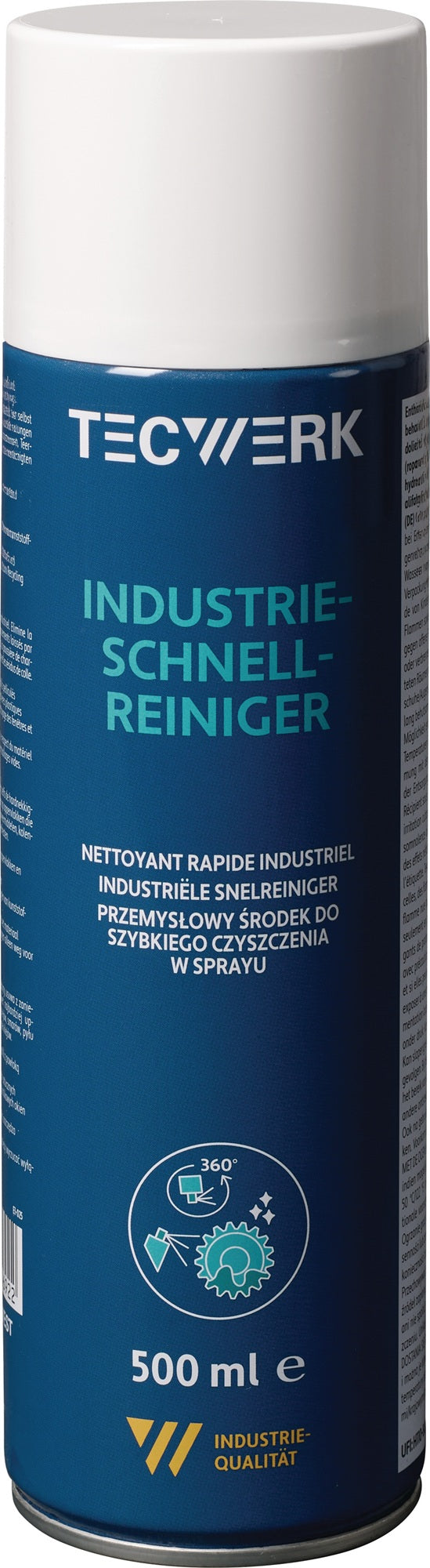 TECWERK Industrieschnellreiniger 500 ml Spraydose – Acetonhaltig, entfernt hartnäckigste Verschmutzungen
