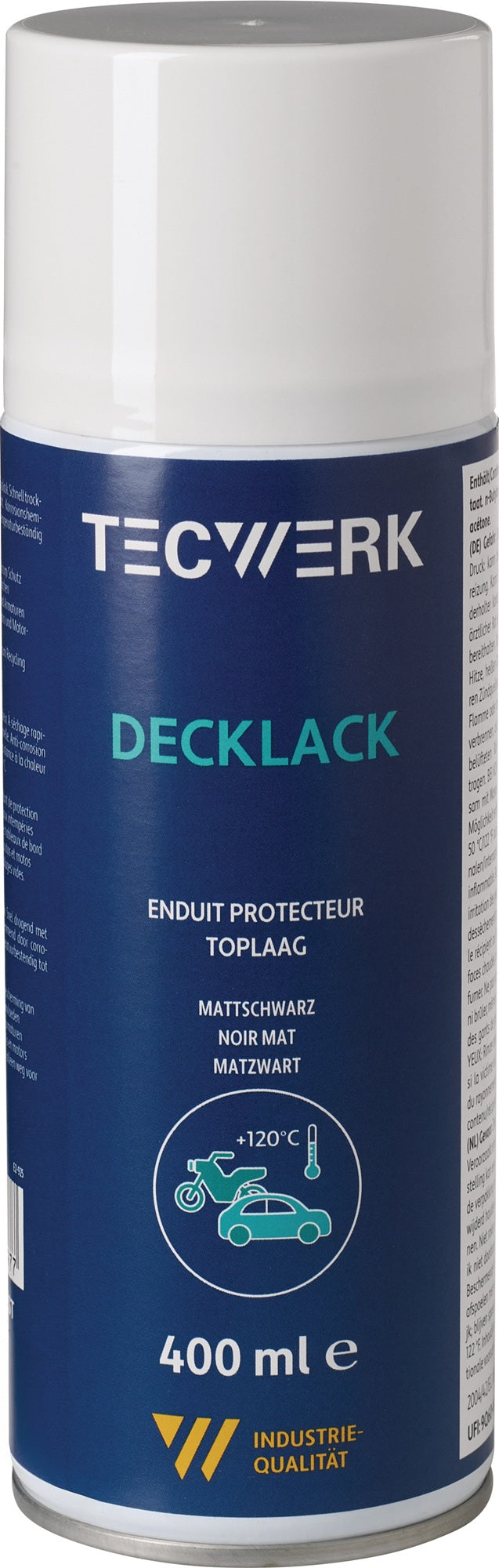 TECWERK Decklack mattschwarz 400 ml Spraydose – Temperaturbeständig bis +150 °C, Korrosionsschutz