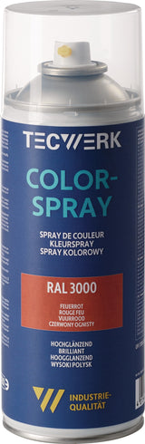 TECWERK Colorspray feuerrot seidenmatt RAL 3000 400ml Spraydose – 6 Stück