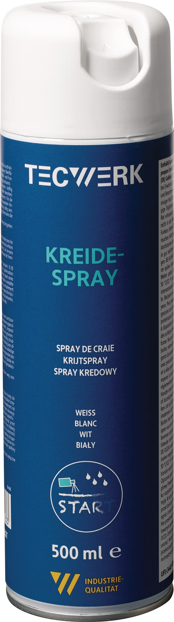 Kreidespray weiß 500 ml Spraydose TECWERK – 6 Stück für Markierungen