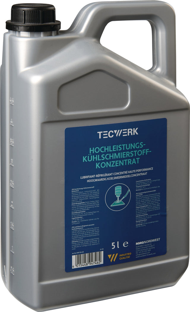 TECWERK Hochleistungskühlschmierstoff wassermischbar 5 l Kanister – EP-Zusätze, lange Standzeit