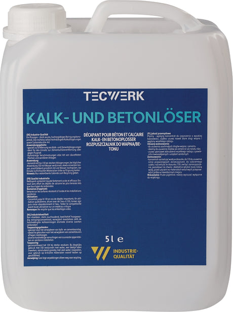 TECWERK Kalk-/Betonlöser 5 l Kanister – Hochkonzentrat gegen Kalk & Zementschleier