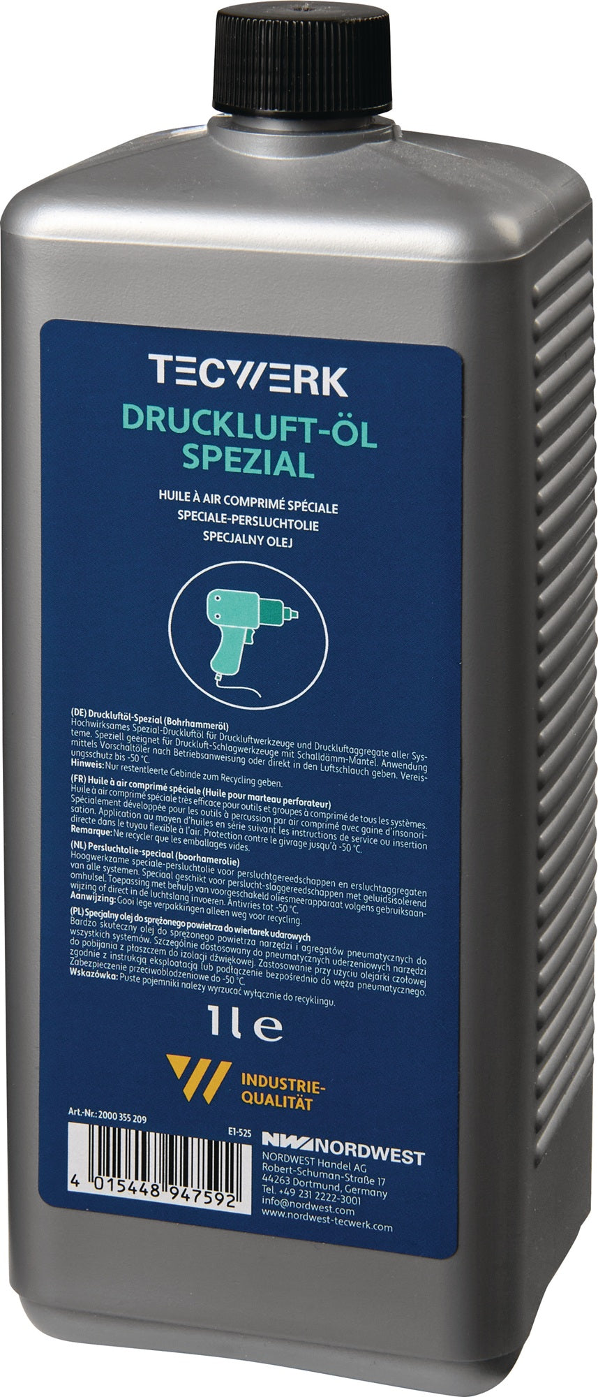 TECWERK Druckluftspezialöl 1l Flasche – 24er Pack für Druckluftwerkzeuge & Anlagen