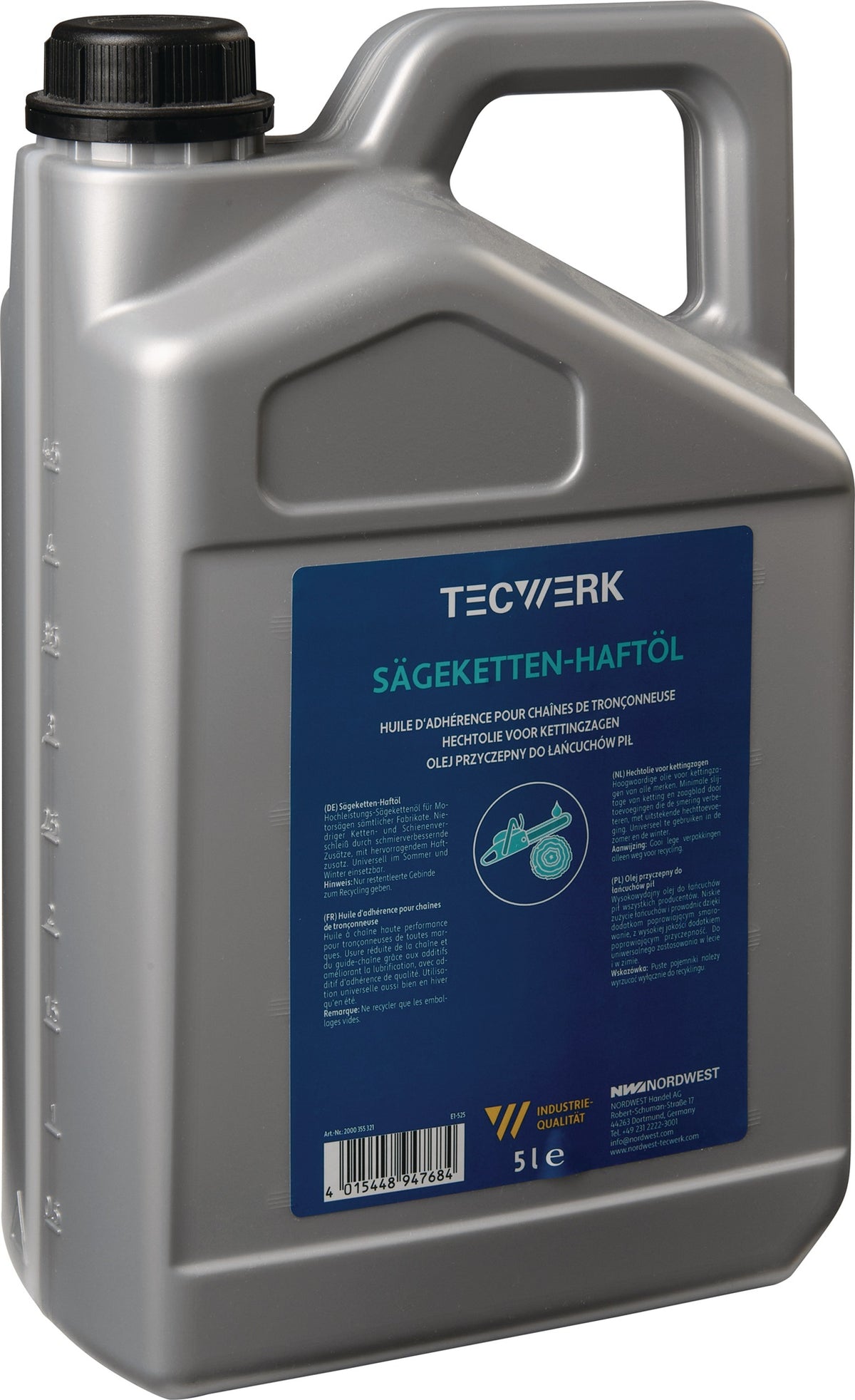 TECWERK Sägekettenhaftöl 75-95 mm²/s 1l Flasche – Hochleistungs-Kettenöl für Motorsägen