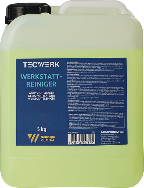 TECWERK Werkstattreiniger 5 kg Kanister – kennzeichnungsfreies Konzentrat für öl- und fettlösende Reinigung