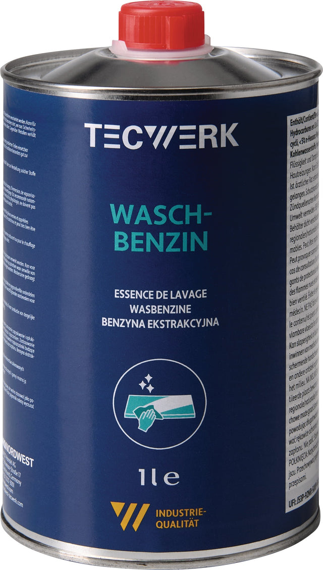 TECWERK Waschbenzin 1l Dose – Ausgezeichnetes Lösevermögen, 12 Stück Packung