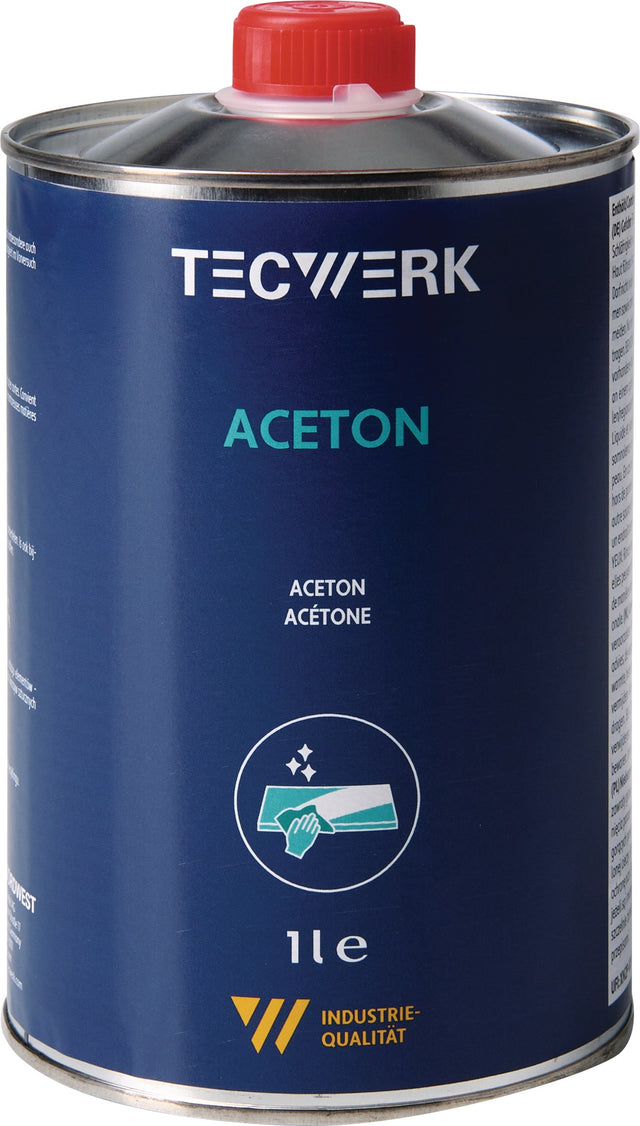 TECWERK Aceton 1l Dose – Reiniger & Entfetter für Acrylglas, Kunststoffe und Lacke