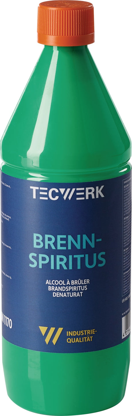 TECWERK Brennspiritus 1l Flasche – 94 % Ethylalkohol, 12er-Pack