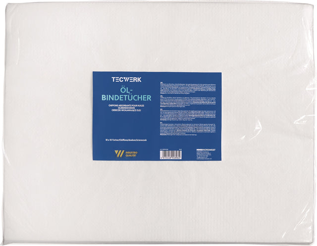 TECWERK Ölbindetücher 40x50 cm 10x10 Tücher Karton – hydrophob & oleophil, bindet bis 155 l